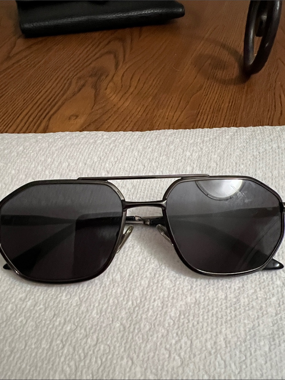 Quay Australia Black Hexagonal Metal Sunglasses